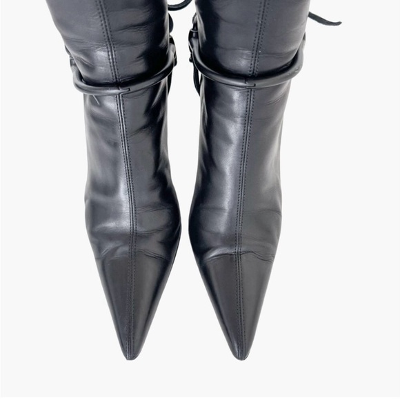 TOM FORD GUCCI BLACK HORSE-BIT TIE BOOTS - Picture 6 of 7